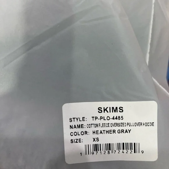 NEW! SKIMS Oversized Cotton Fleece Pullover Hoodie Heather Gray Sz XSmall, Small - Picture 6 of 9